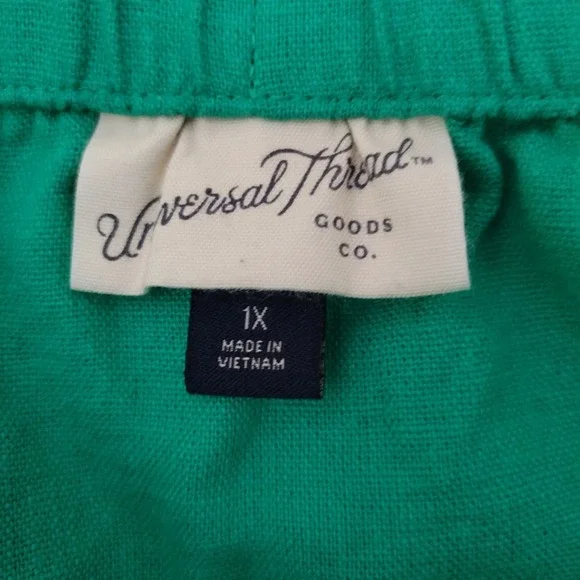 Universal Thread Green Tiered Button Front Midi Skirt 1X Linen Blend Pockets Boh - Picture 3 of 10